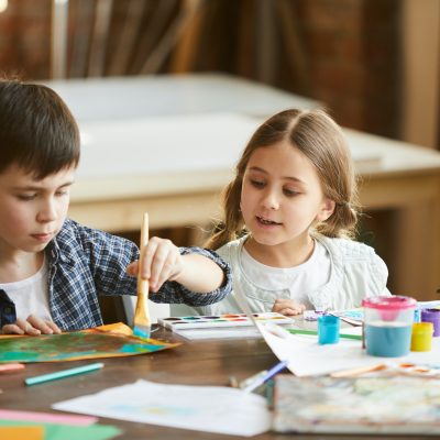 Two Kids Painting